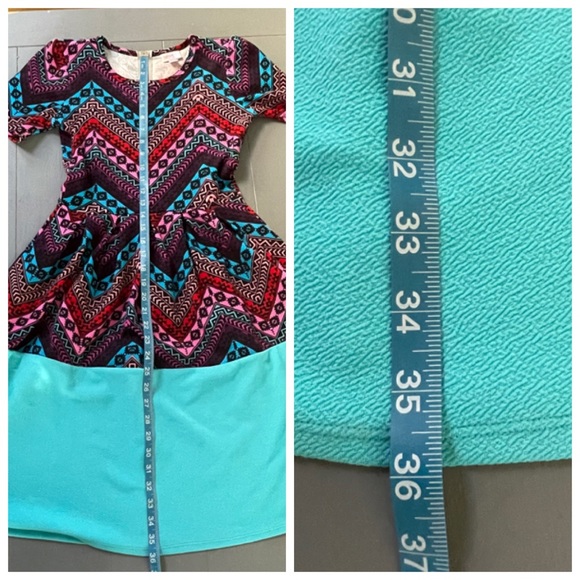 LULAROE Simply Comfortable Amelia Midi Skater Mixed Print Dress w Back Zipper XS - Picture 9 of 16